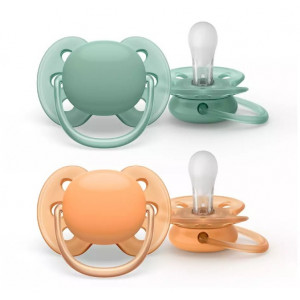 Cumlík Avent Ultra Soft 0-6m 2ks/Zelený&oranžový